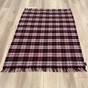 Pendleton Plaid Wool Blanket Fringes Made in USA 65”x48”